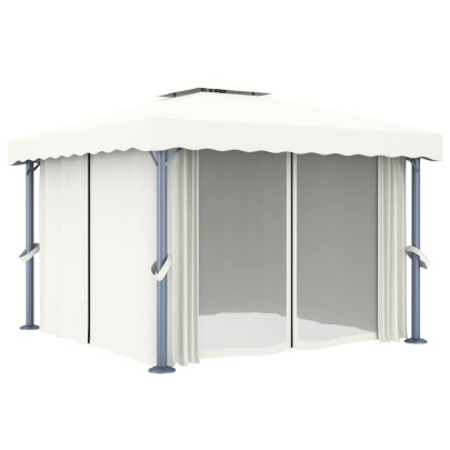 Pavilion cu Perdea Alb Crem 3x3m - Livrare Gratuita