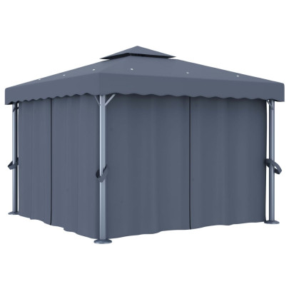 Pavilion cu perdea - antracit - 3 x 3 m - aluminiu