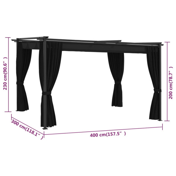 Pavilion Antracit 4x3m - Cort exterior rezistent Pavilion Antracit 4x3m - Cort exterior rezistent