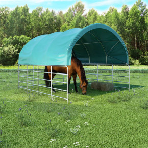 Cort pentru Animale Mari 3,7x3,7 m - Verde PVC Rezistent