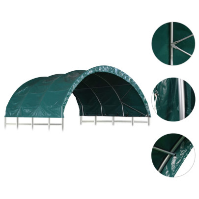 Cort pentru Animale Mari 3,7x3,7 m - Verde PVC Rezistent
