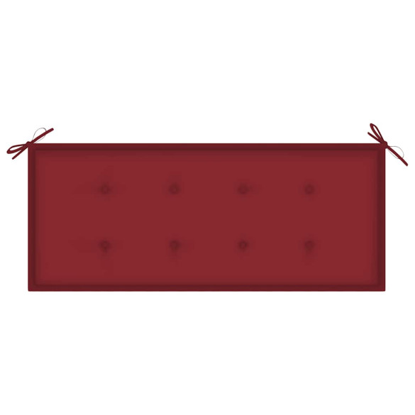 Bancă grădină lemn tec cu pernă roșu vin - 120 cm | Livrare gratuită