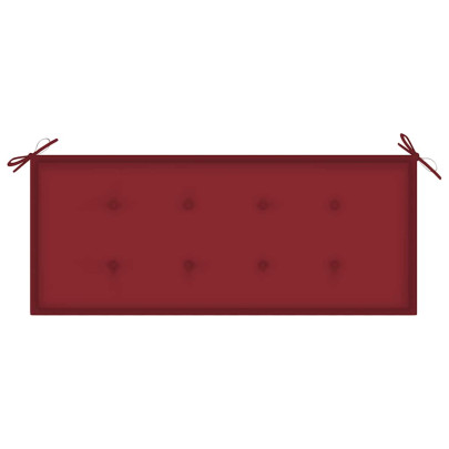 Bancă grădină lemn tec cu pernă roșu vin - 120 cm | Livrare gratuită
