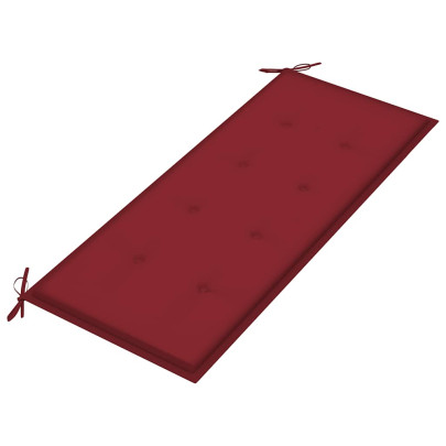 Bancă grădină lemn tec cu pernă roșu vin - 120 cm | Livrare gratuită