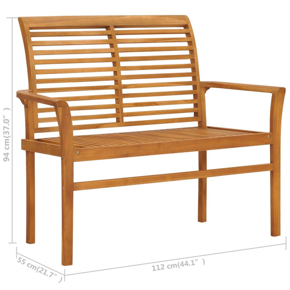 Bancă Grădină Lemn Tec cu Pernă - 112 cm | Livrare Gratuită