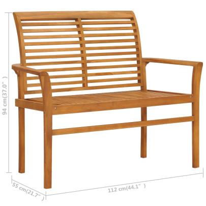 Bancă Grădină Lemn Tec cu Pernă - 112 cm | Livrare Gratuită