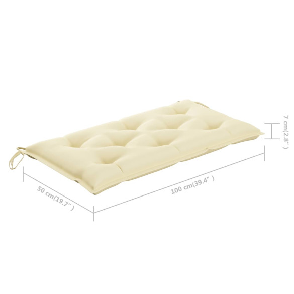Bancă Grădină Lemn Tec cu Pernă - 112 cm | Livrare Gratuită