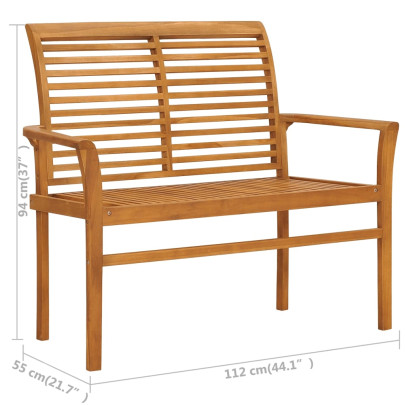 Bancă Grădină Lemn Masiv Tec cu Pernă Roșu Vin - 112 cm