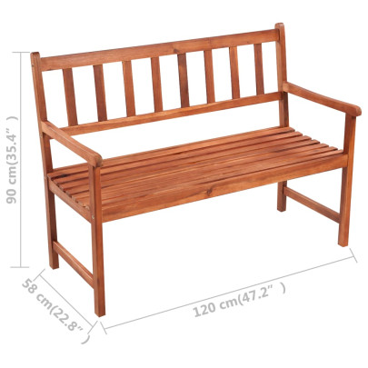 Bancă Grădină Lemn Acacia cu Pernă - 120 cm - Livrare Gratuită