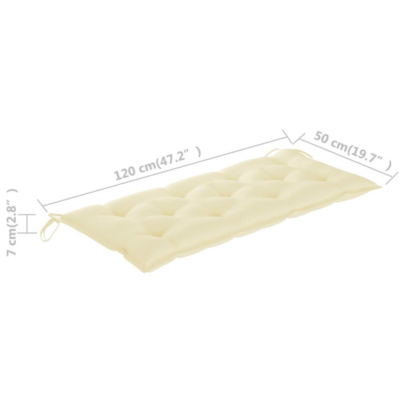 Bancă Grădină Lemn Acacia cu Pernă - 120 cm - Livrare Gratuită