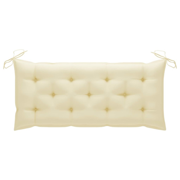 Bancă Grădină Bambus cu Pernă Crem - 120 cm