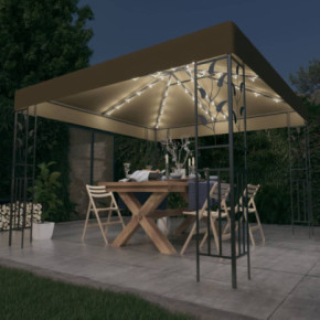 Pavilion cu Lumini LED Solar | Gri Taupe 3x3m | Livrare Gratuita