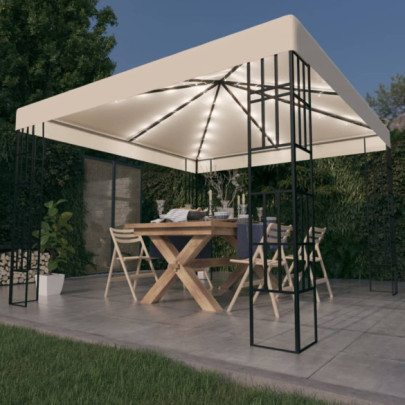 Pavilion cu șir de lumini LED - crem - 3x3 m