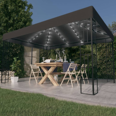 Pavilion cu șir de lumini LED - antracit - 3x4 m