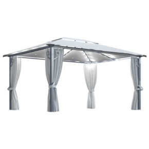 Pavilion cu Perdele și Lumini LED Solar | 4x3m | Aluminiu 2