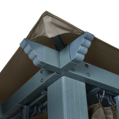 Pavilion cu Perdele și Lumini LED Gri Taupe 4x3m