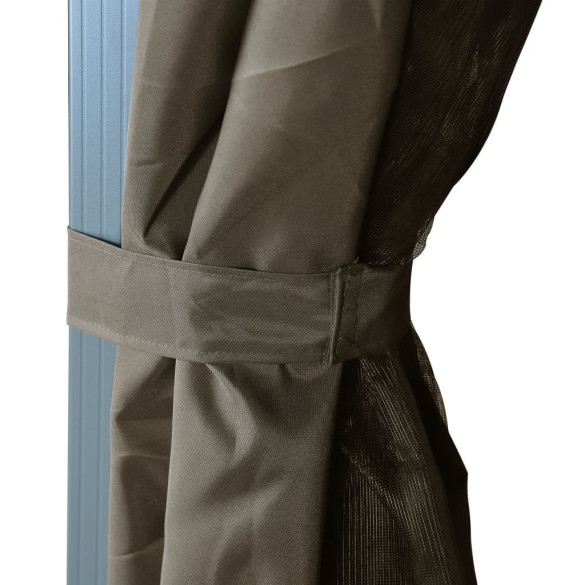 Pavilion cu Perdele și Lumini LED Gri Taupe 4x3m