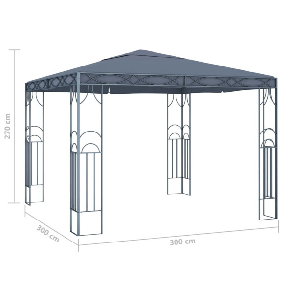 Pavilion cu Lumini LED Solar - Antracit 300x300cm