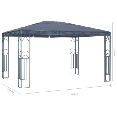 Pavilion cu Lumini LED Solar - Antracit 400x300 cm