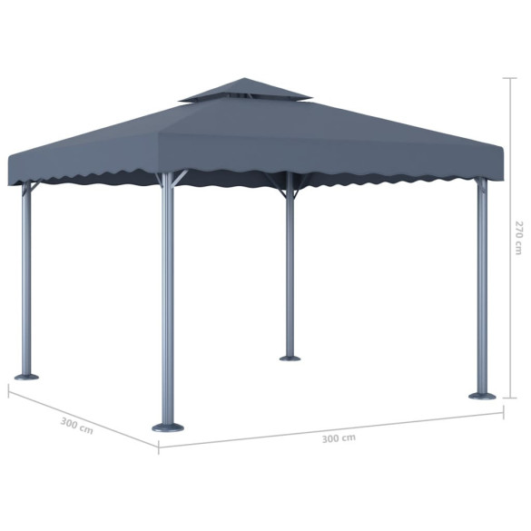 Pavilion cu Lumini LED Solar | Antracit 300x300cm