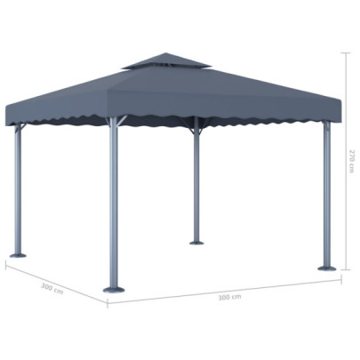 Pavilion cu Lumini LED Solar | Antracit 300x300cm