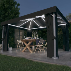 Pavilion cu Lumini LED Solar - Antracit 4x3m - Livrare Gratuita