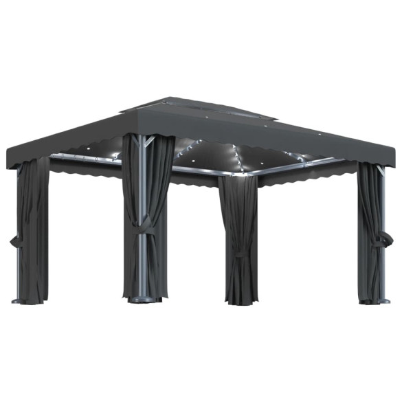 Pavilion cu Lumini LED Solar - Antracit 4x3m - Livrare Gratuita Pavilion cu Lumini LED Solar - Antracit 4x3m - Livrare Gratuita