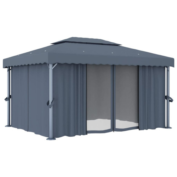 Pavilion cu Lumini LED Solar - Antracit 4x3m - Livrare Gratuita Pavilion cu Lumini LED Solar - Antracit 4x3m - Livrare Gratuita