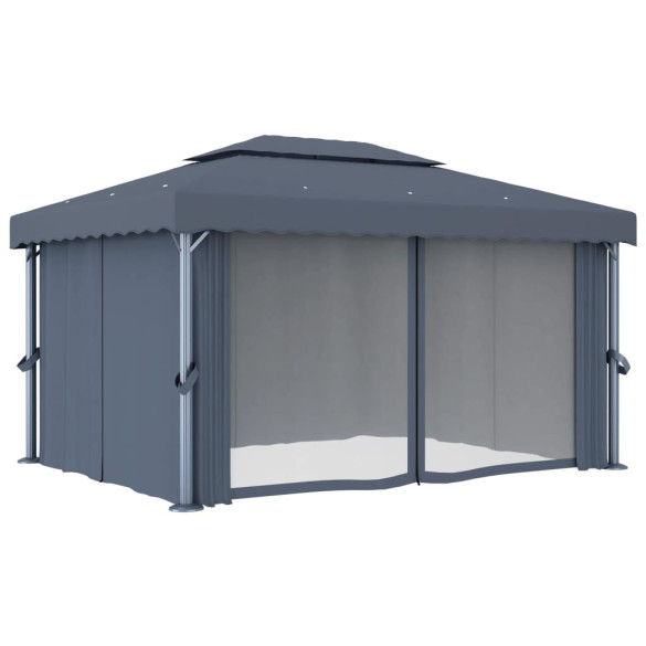 Pavilion cu Lumini LED Solar - Antracit 4x3m - Livrare Gratuita Pavilion cu Lumini LED Solar - Antracit 4x3m - Livrare Gratuita