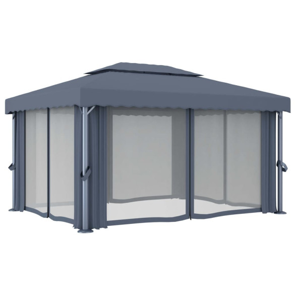 Pavilion cu Lumini LED Solar - Antracit 4x3m - Livrare Gratuita Pavilion cu Lumini LED Solar - Antracit 4x3m - Livrare Gratuita