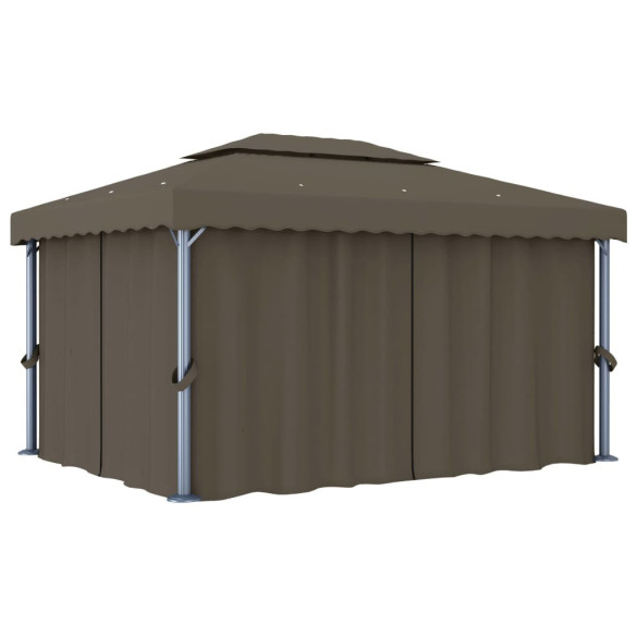 Pavilion cu Lumini LED Solar - Gri Taupe 4x3 m Pavilion cu Lumini LED Solar - Gri Taupe 4x3 m