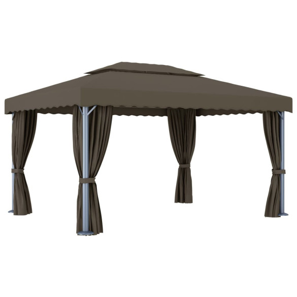 Pavilion cu Lumini LED Solar - Gri Taupe 4x3 m Pavilion cu Lumini LED Solar - Gri Taupe 4x3 m