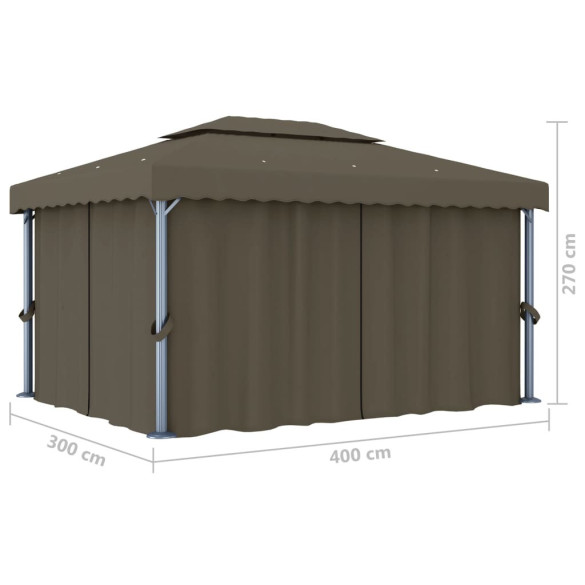 Pavilion cu Lumini LED Solar - Gri Taupe 4x3 m Pavilion cu Lumini LED Solar - Gri Taupe 4x3 m
