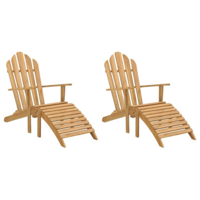 Scaune Adirondack cu suport de picioare 2 buc. lemn masiv tec