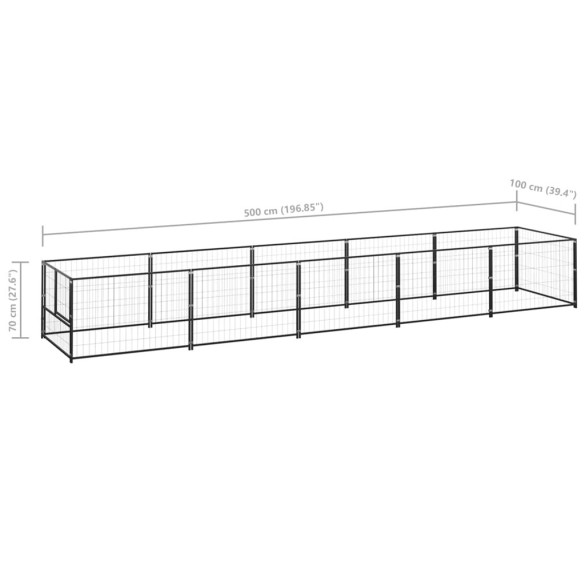 Padoc Câini 5m² Oțel Negru | Livrare Gratuită