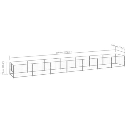 Padoc Câini Argintiu 7m² Oțel | Livrare Gratuită