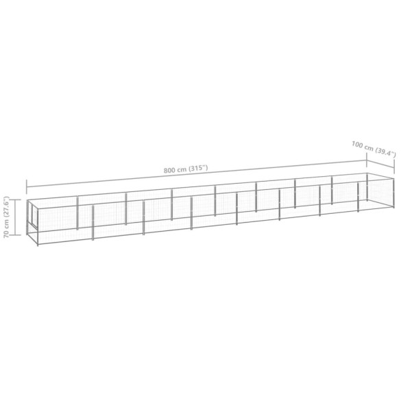 Padoc Câini 8m² Argintiu - Oțel Rezistent | Livrare Gratuită