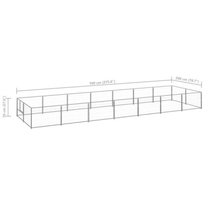 Padoc Câini 14m² - Oțel Argintiu - Livrare Gratuită