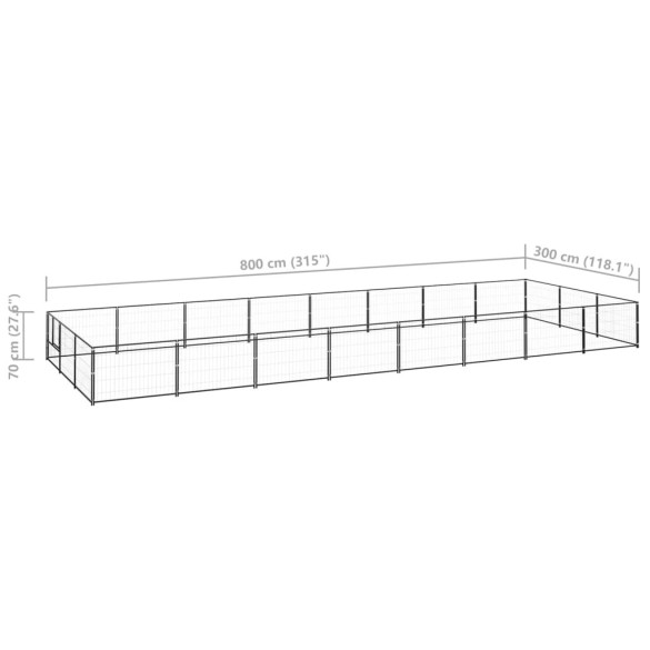 Padoc Câini 24m² Oțel Negru - Livrare Gratuită