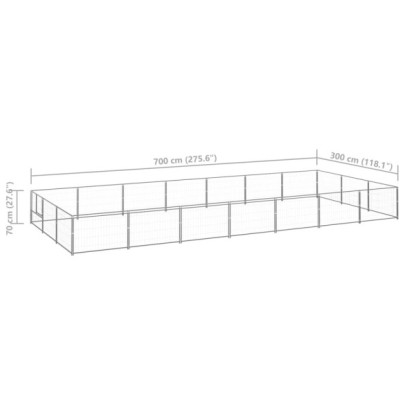 Padoc Câini 21m² Oțel Argintiu - Livrare Gratuită