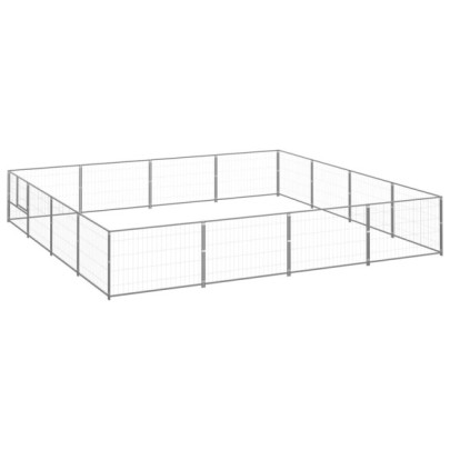 Padoc pentru câini - argintiu - 16 m² - oțel
