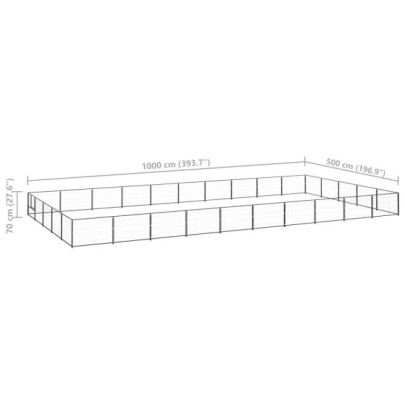 Padoc Câini 50m² Oțel Negru - Livrare Gratuită