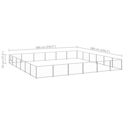 Padoc Câini 36m² - Oțel Argintiu cu Livrare Gratuită