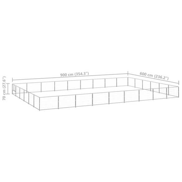 Padoc Câini 54m² - Oțel Argintiu | Livrare Gratuită