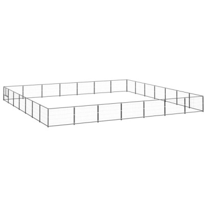 Padoc pentru câini - negru - 49 m² - oțel