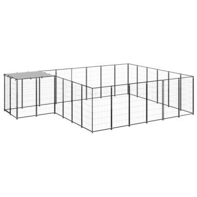 Padoc pentru câini - negru - 12,1 m² - oțel