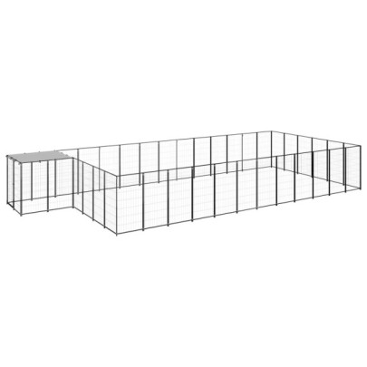 Padoc pentru câini - negru - 22,99 m² - oțel