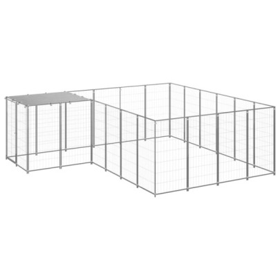 Padoc pentru câini - argintiu - 8,47 m² - oțel