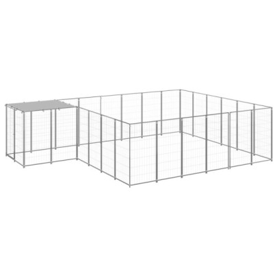 Padoc pentru câini - argintiu - 12,1 m² - oțel