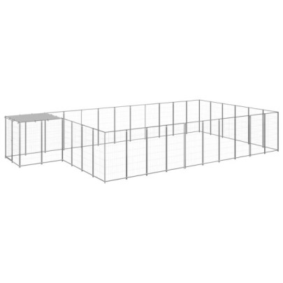 Padoc pentru câini - argintiu - 19,36 m² - oțel